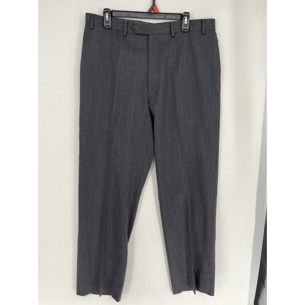 Calvin Klein Dress Pants Mens 37x31.5 Flat Front Charcoal Gray Trousers